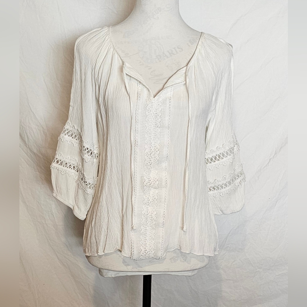 by & by White Lace Detail Blouse
